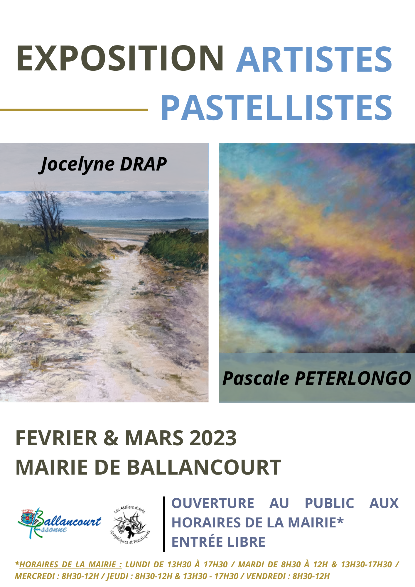 Exposition des artistes pastellistes Jocelyne Drap et Pascale Peterlongo à Ballancourt - Exposition J Drap P Peterlongo Def Png