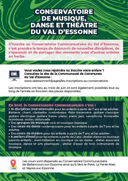 Les Portes Ouvertes du Conservatoire du Val d'Essonne - Flyer Po Conservatoire 20212